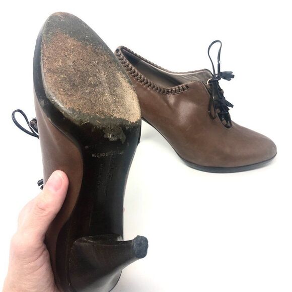 SALVATORE Ferregamo Brown Leather Lace Up Shoe Boots Size 6 C (Narrow) - Picture 10 of 14